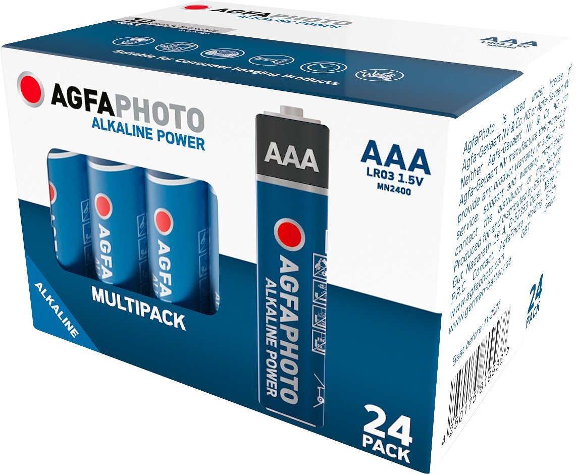 Agfaphoto Agfaphoto-batterij Alkaline, Micro, AAA, LR03, 1,5 V voeding, doos (24 stuks)