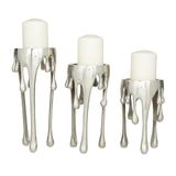 CosmoLiving by Cosmopolitan Hedendaagse Aluminium Kaarsenhouder, Set van 3 12", 10", 8" H, Zilver