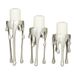 CosmoLiving by Cosmopolitan Hedendaagse Aluminium Kaarsenhouder, Set van 3 12", 10", 8" H, Zilver
