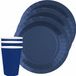 Santex Feest/verjaardag servies set - 10x bordjes en bekertjes - kobalt blauw - karton