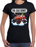 Bellatio Decorations Fout Kerst shirt / t-shirt - Santa op monstertruck / truck - vol gas ouwe - zwart voor dames - kerstkleding / kerst outfit XXL