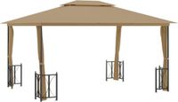 vidaXL Prieel met zijwanden en dubbel dak 3x4 m taupe