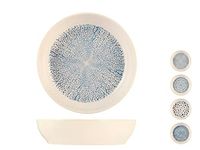 H&H Atlas bord van stoneware, verschillende decoraties, blauw en wit, 20 cm
