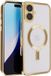 Coverzs étui magnétique avec cache caméra compatible avec Apple iPhone 16 Plus étui - Étui de téléphone compatible avec accessoires magnétiques - Coque arrière transparente - Étui de téléphone avec protection de caméra (or)