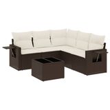 vidaXL 5-delige Loungeset met Kussens, Poly Rattan, Bruin