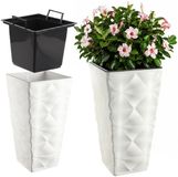 KADAX Bloempot met 3D-effect, plantenbak van kunststof, wit, 55,5 cm