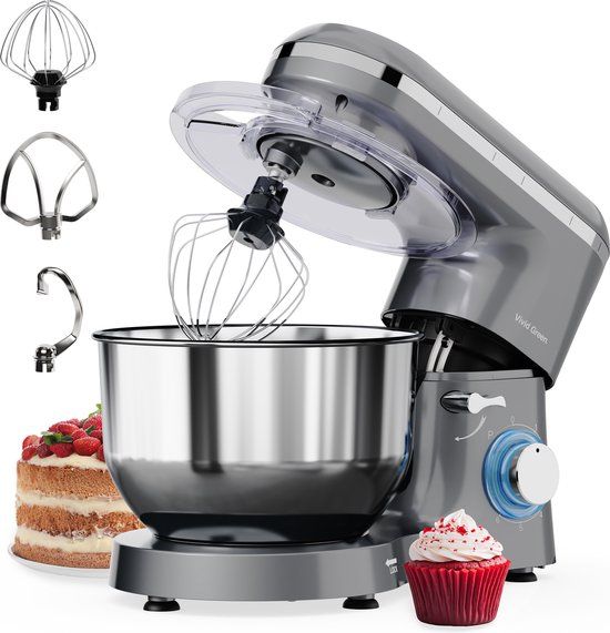 Vivid Green ProMix Keukenmixer - 2000W - 6.2L - Grijs