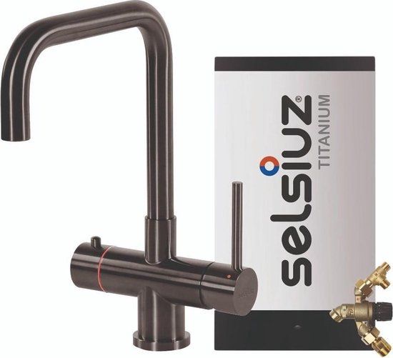 Selsiuz kranen Selsiuz Haaks Gun Metal Zwart met TITANIUM Combi (Extra) boiler - 350291