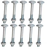 Merriway BH04824 (10 stuks) Carriage Bouten met Moeren, M6 x 75 mm (1/4 Inch x 3 Inch), verzinkt - Pack van 10 stuks