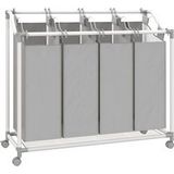 Panier à linge 160 L avec roulettes, sacs amovibles en tissu Oxford gris, 97 x 38 x 81 cm