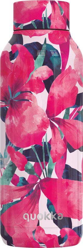 SOLID Quokka RVS Drinkfles / Thermosfles - 510ml - Roze Bloemen