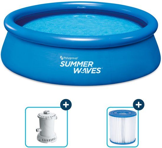 Summer Waves Opblaasbaar Zwembad Rond - ⌀305 x 76 cm - Inclusief Filterpomp