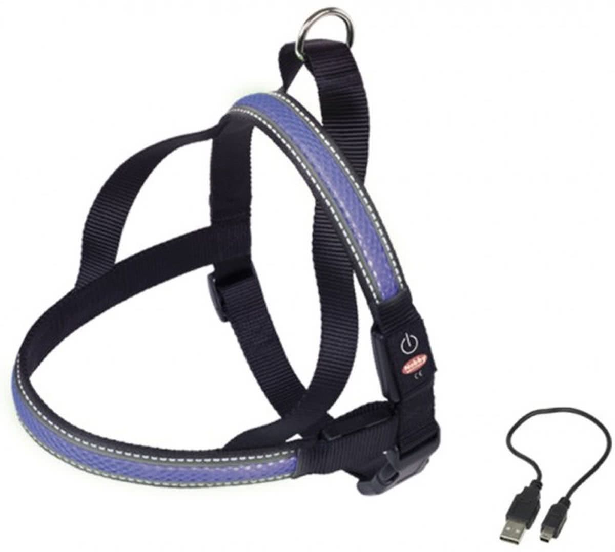 Nobby Verlicht Tuig - Hond - Oplaadbaar - Buikband: 80 tot 100 cm - Borstband: 56 cm - Blauw