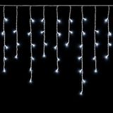 Elektronova Lichtgordijn met 120 leds, 3 m, wit licht, witte kabel, IP65, verlengbaar, met hangende draden in afwisselende lengtes (30-70-40-60 cm) voor watervaleffect