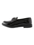 Next - Meisjes - Leren loafers met strik voor school met brede pasvorm (G) - Zwart