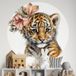 Tigre Sticker Mural Rond / Cercle Enfants - Bébé Tigre - Diamètre 130 Cm - Adhésif + Protection Brillante