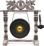 Ancient Wisdom Healing Gong in Standaard - Zwart - 25cm - Metaal & Hout - Meditatie & Yoga Gong - Handgemaakt Bali