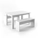 Vicco Sentio Table à manger – 137,6 x 92,8 cm avec 2 bancs Blanc