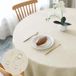 Sans marque Nappe ronde Ø 140 cm - Imperméable et résistant aux rayures aspect lin - Beige