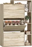 HOMCOM Flip-down Shoe Cabinet - MDF - 80 x 25 x 123.8 cm - Naturel hout
