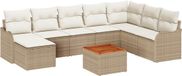 vidaXL Tuinbank Set 9-delig Beige Poly Rattan