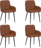 vidaXL - Eetstoelen - 4 stuks - Kunstleer - Bruin