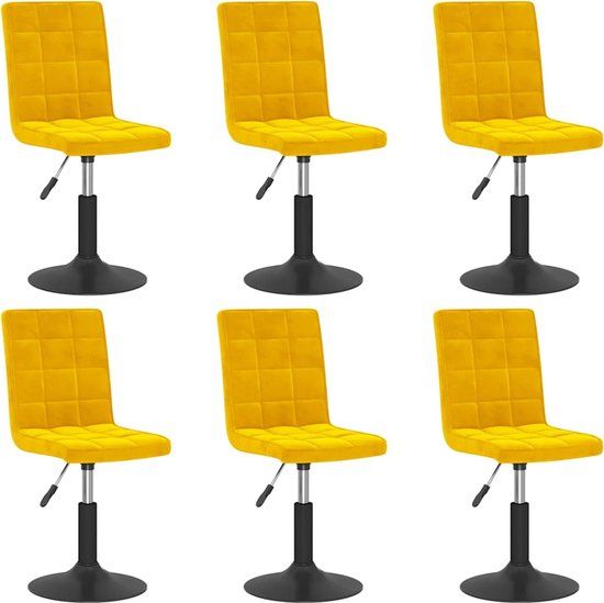 vidaXL Eetkamerstoelen draaibaar 6 st fluweel mosterdgeel