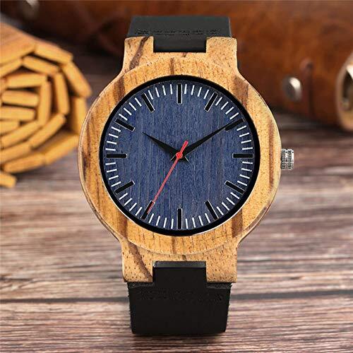 OIFMKC Houten horloge bamboe horloges quartz eenvoudige mode pols houten horloge voor mannen reloj masculino casual natuurlijk leer handgemaakte heren klok-zilver