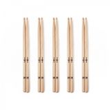 Gear4music 2B Wood Tip Hickory Drumsticks, 5 Pack