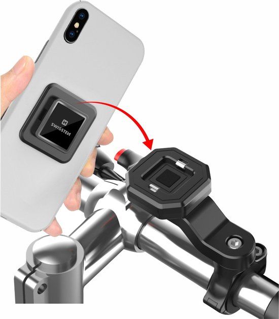 Swissten Easy Lock - Telefoonhouder voor Fiets, Scooter & Motor - Zwart