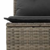 vidaXL 2-delige Loungeset met Kussens, Poly Rattan, Acacia, Grijs