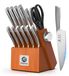 Set de couteaux - 14 pièces - Acier inoxydable - Avec aiguiseur - Japonais - Lavable au lave-vaisselle