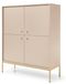 3xE living Commode 4 portes 104 cm, beige, poignées dorées