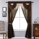 Regal Home Collections Amore 54-inch bij 84-inch raamset met bevestigde valance, bruin