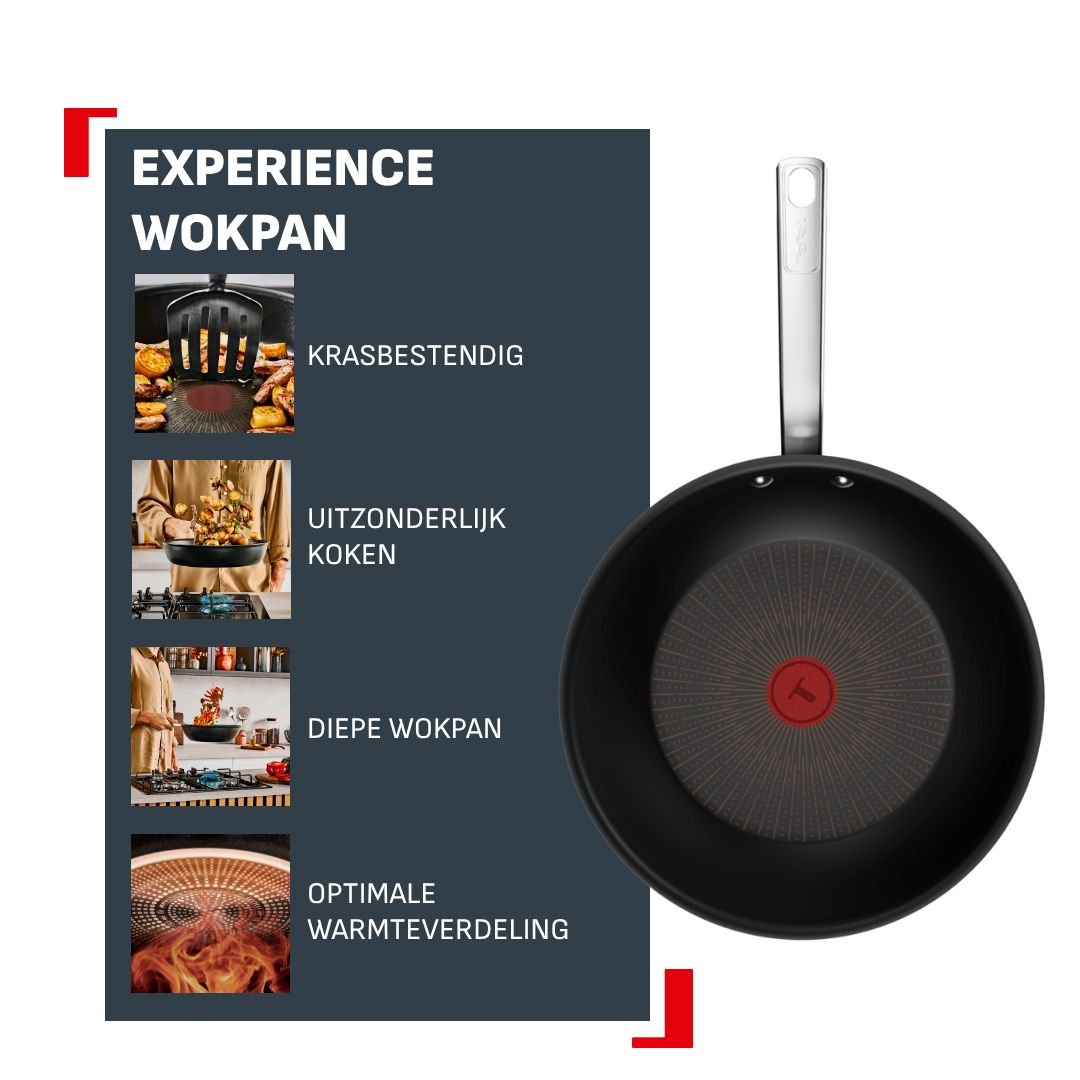 Tefal Experience Wokpan 28 cm - Fusion Core - Inductie