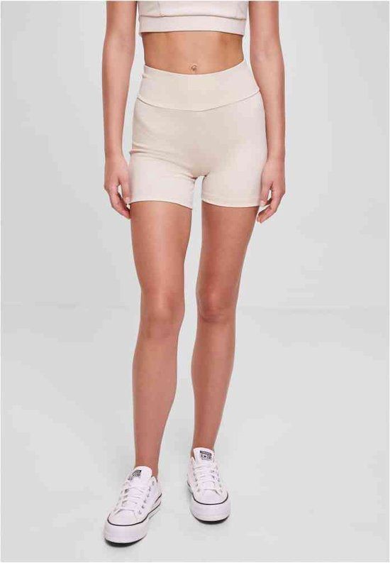 Urban Classics Recycled High Waist Hotpants - Women's Shorts - Cream - Size S