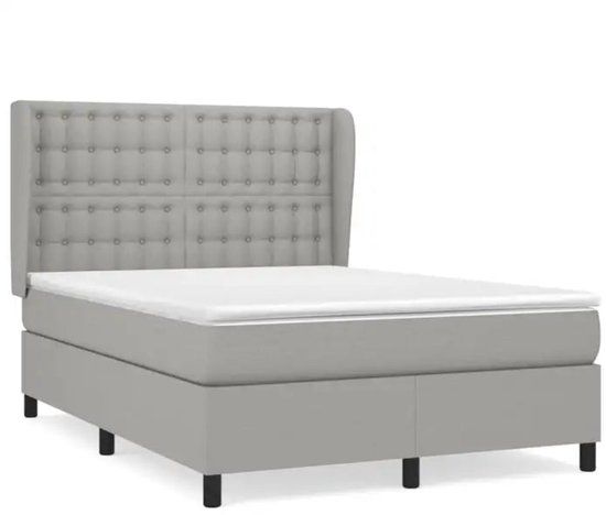 vidaXL Boxspring met matras stof lichtgrijs 140x200 cm