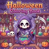 Halloween Coloring Book: 50 Cute Creepy Creatures Pages in Cozy Hygge Moments