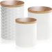 com-four Boîte de conservation en céramique avec couvercle en bambou (Blanc - 10x11cm - 3 pièces)