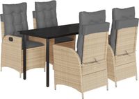 vidaXL Ensemble de jardin 5 pièces avec coussins, beige, polyrotin