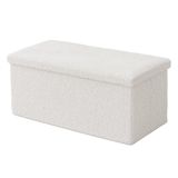 Merkloos Zitbank met opbergruimte - 38x76x38 cm - opvouwbaar - wit