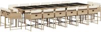 vidaXL 17-delige tuinset met kussens, beige, van polyrotan