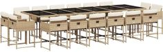 vidaXL 17-delige tuinset met kussens, beige, van polyrotan