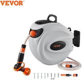 Sans marque Tuyau d'arrosage rétractable 35 mètres enrouleur dévidoir de tuyau pivotant à 180° support mural tuyau d'arrosage enrouleur 9 motifs buse 3 positions