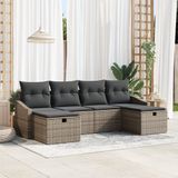 vidaXL Tuinbank Set Poly Rattan Grijs/Donkergrijs 2-zits