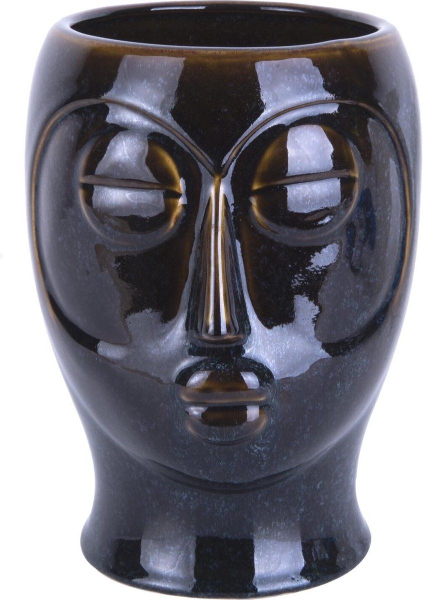 Present Time Plant Pot Mask Glazed Bruin - Ceramic - 2022 Model