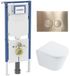 Geberit QeramiQ Dely Toiletset - 36.3x51.7cm - Geberit UP720 inbouwreservoir - rimless - diepspoel - 35mm zitting - softclose - bedieningsplaat geborsteld messing - ronde knoppen - glans wit