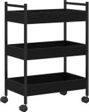 vidaXL Keuken Trolley Zwart eiken 50 x 30 x 70 cm Bewerkt hout