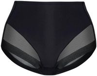 Bye Bra High Brief Tulle Kanten Naadloze Ondergoed met Hoge Taille, Zachte, Rekbare, Ademende Polyamide-Elastane Slip voor een Glad Silhouet, Beige & Zwart (Zwart, XL)
