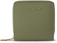 Lazarotti Leren portemonnee Bologna Leather Zip Wallet With 6 Card Slots Olive olijfgroen